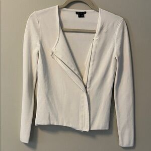Theory White Asymmetrical Zip Blazer Jacket S